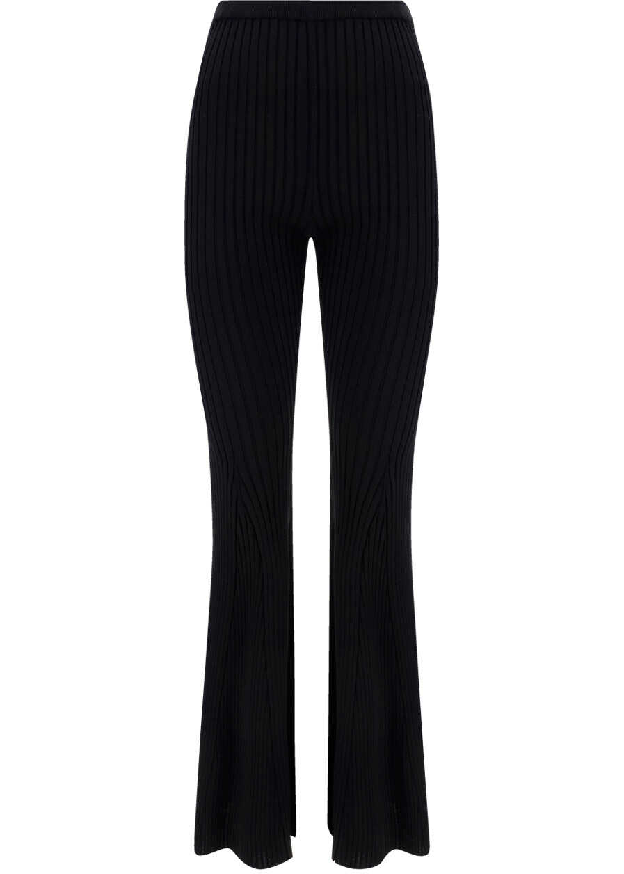 Self-Portrait Ribbed Trousers RS22130 BLACK