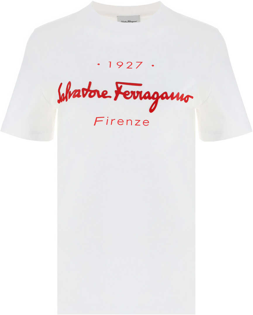 Salvatore Ferragamo T-Shirt 751875 WHITE/N.POLISH RED