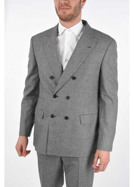 Costume Brunello Cucinelli Virgin Wool Houndsthooth Double Breasted Suit Black & White Barbati (BM 8709624) 2