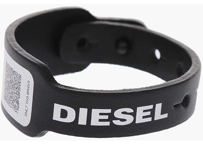 Diesel Faux Leather A-Ward Bracelet Black