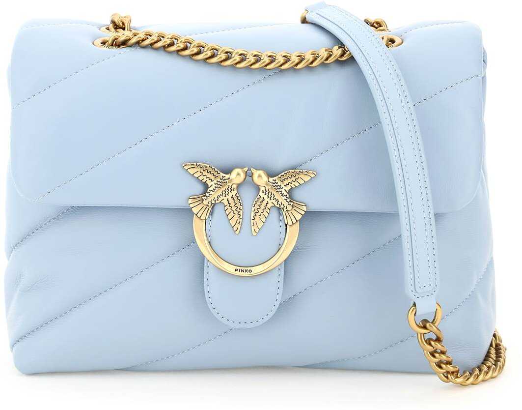 Pinko Love Classic Puff Maxi Quilt Bag 1P22JC Y7SR LIGHT BLUE ANTIQUE GOLD