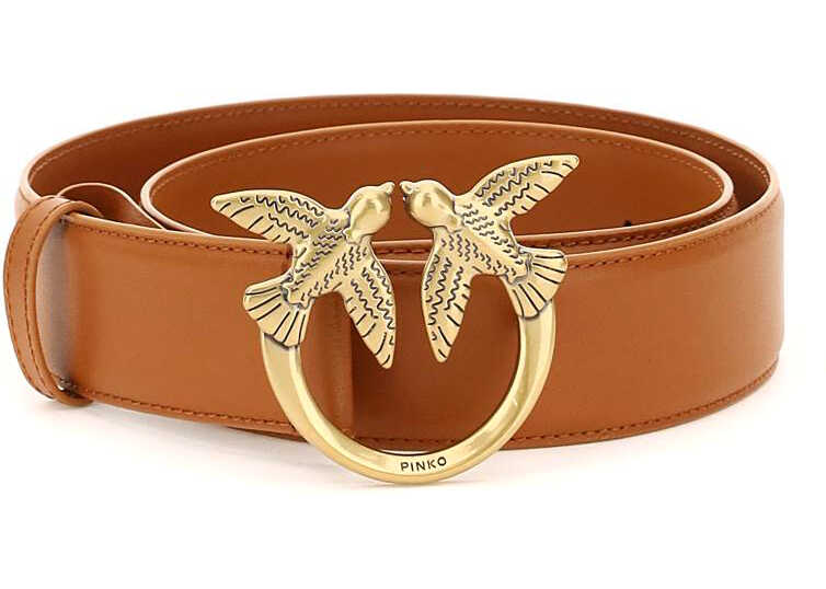 Pinko Love Birds Leather Belt 1H20ZU Y7SP CUOIO ANTIQUE GOLD