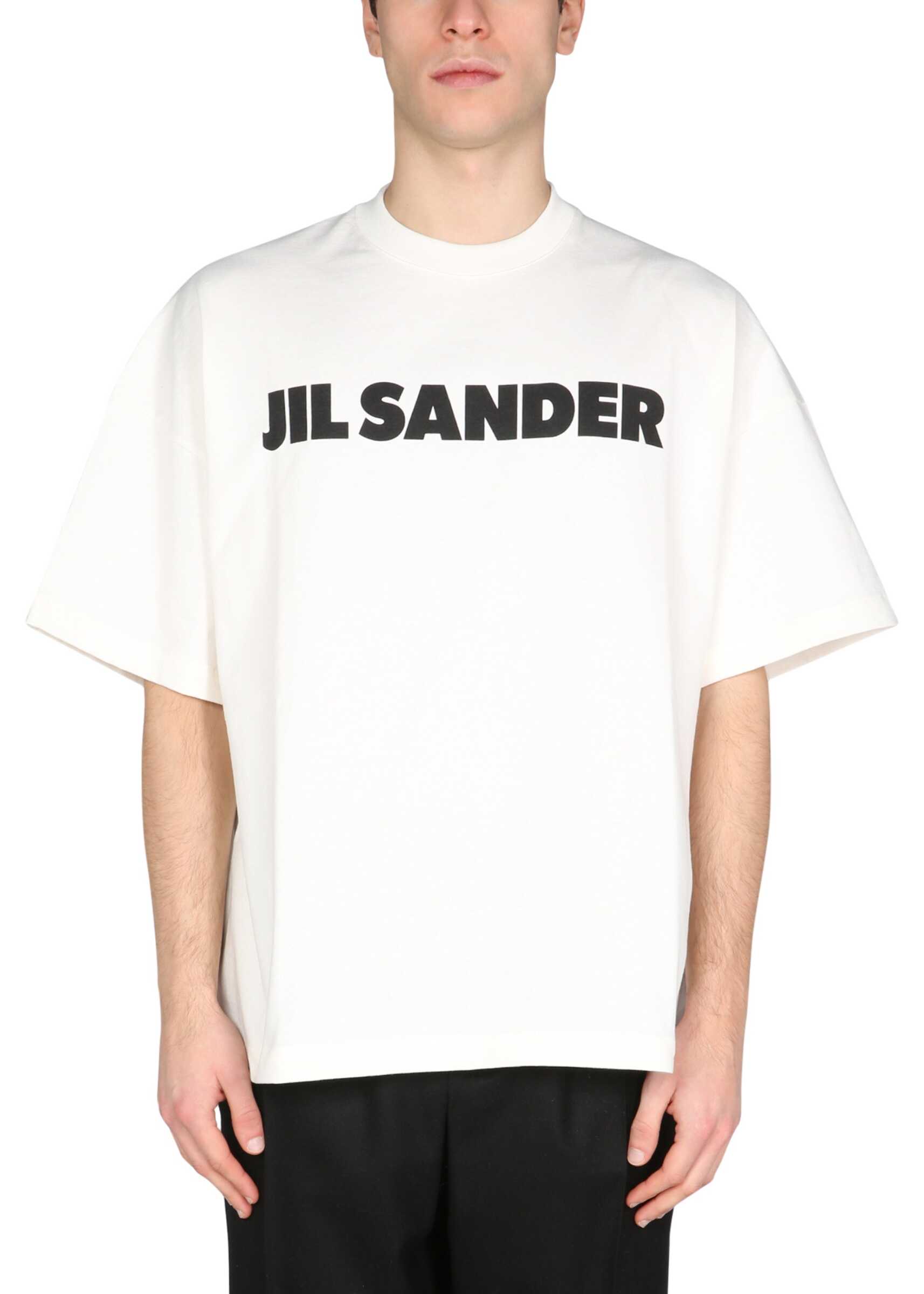 Jil Sander T-Shirt With Logo Print JSMU707045_MU248708102 WHITE