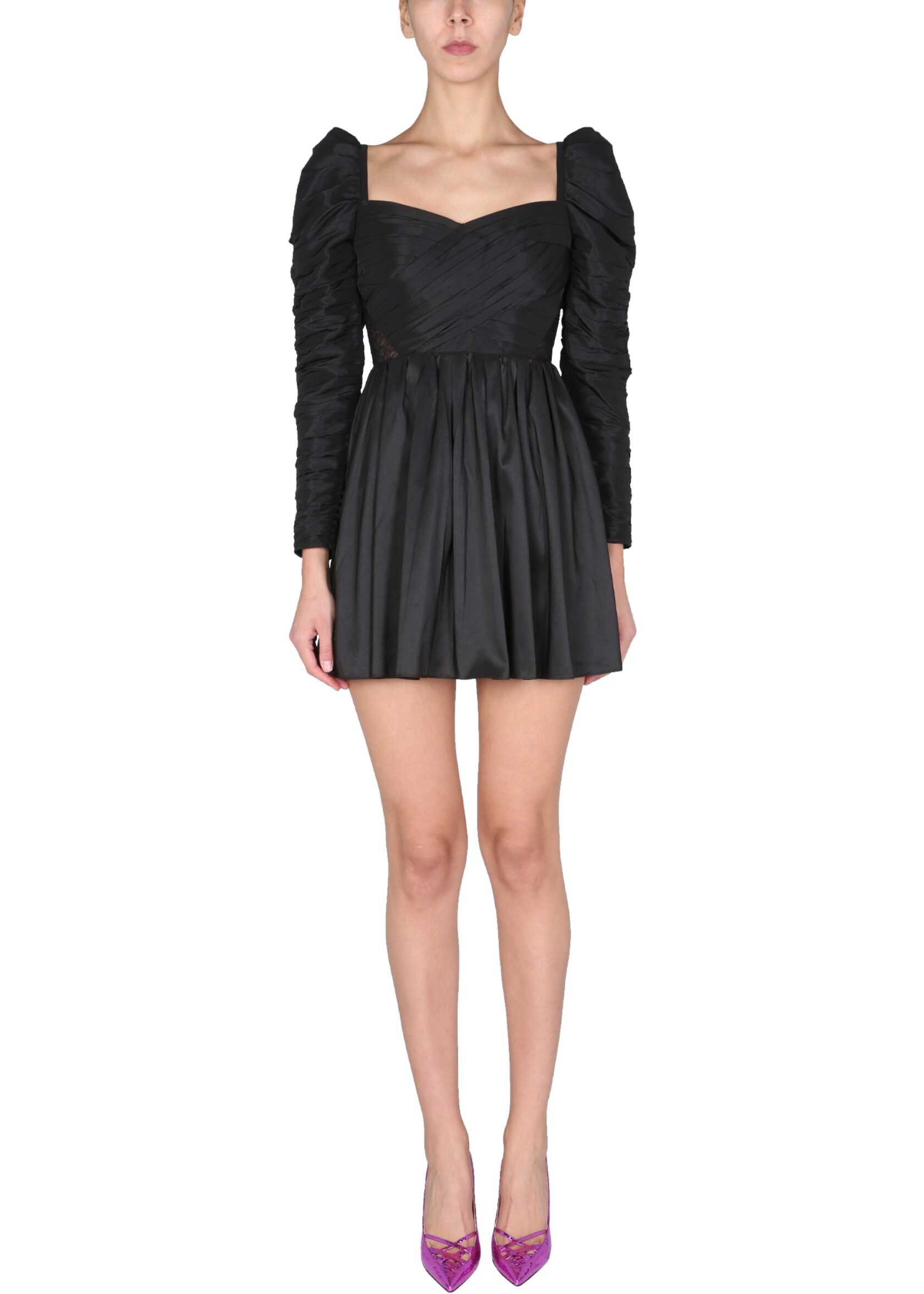 Self-Portrait Mini Taffeta Dress RS22-067_BLACK BLACK