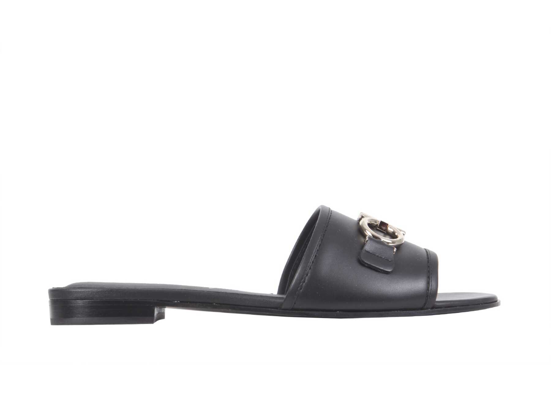 Salvatore Ferragamo Gancini Slide Sandals BLACK