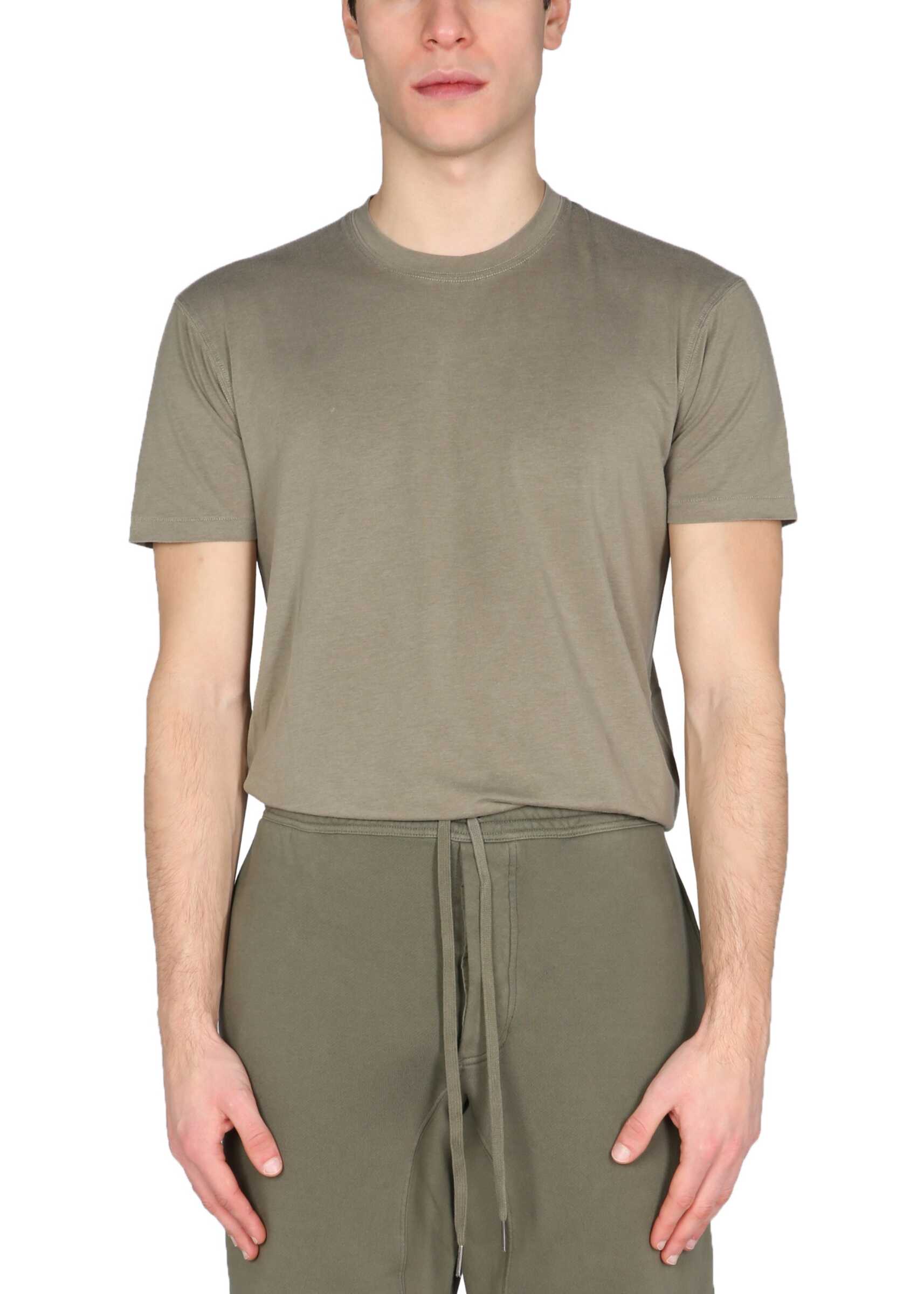 Tom Ford T-Shirt With Embroidered Logo BZ229TFJ950_V26 MILITARY GREEN