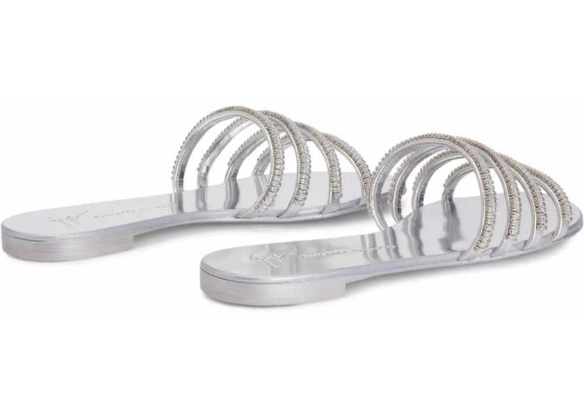 Sandale fara toc Giuseppe Zanotti Flat Crystal Sandals SILVER Femei (BM 8716473) 3