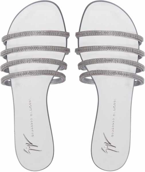 Sandale fara toc Giuseppe Zanotti Flat Crystal Sandals SILVER Femei (BM 8716473) 4