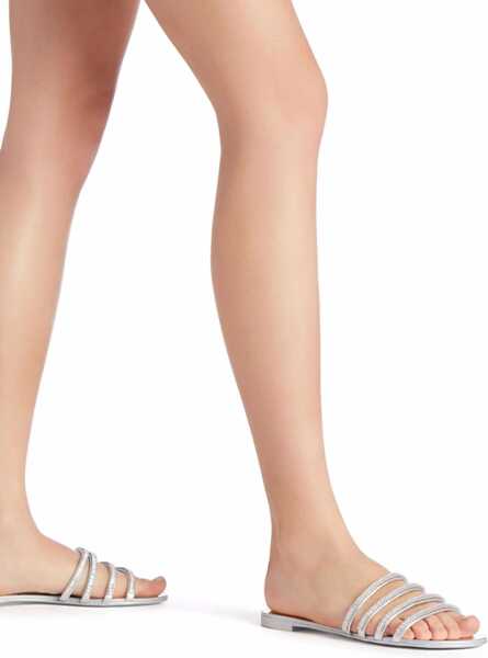 Sandale fara toc Giuseppe Zanotti Flat Crystal Sandals SILVER Femei (BM 8716473) 5