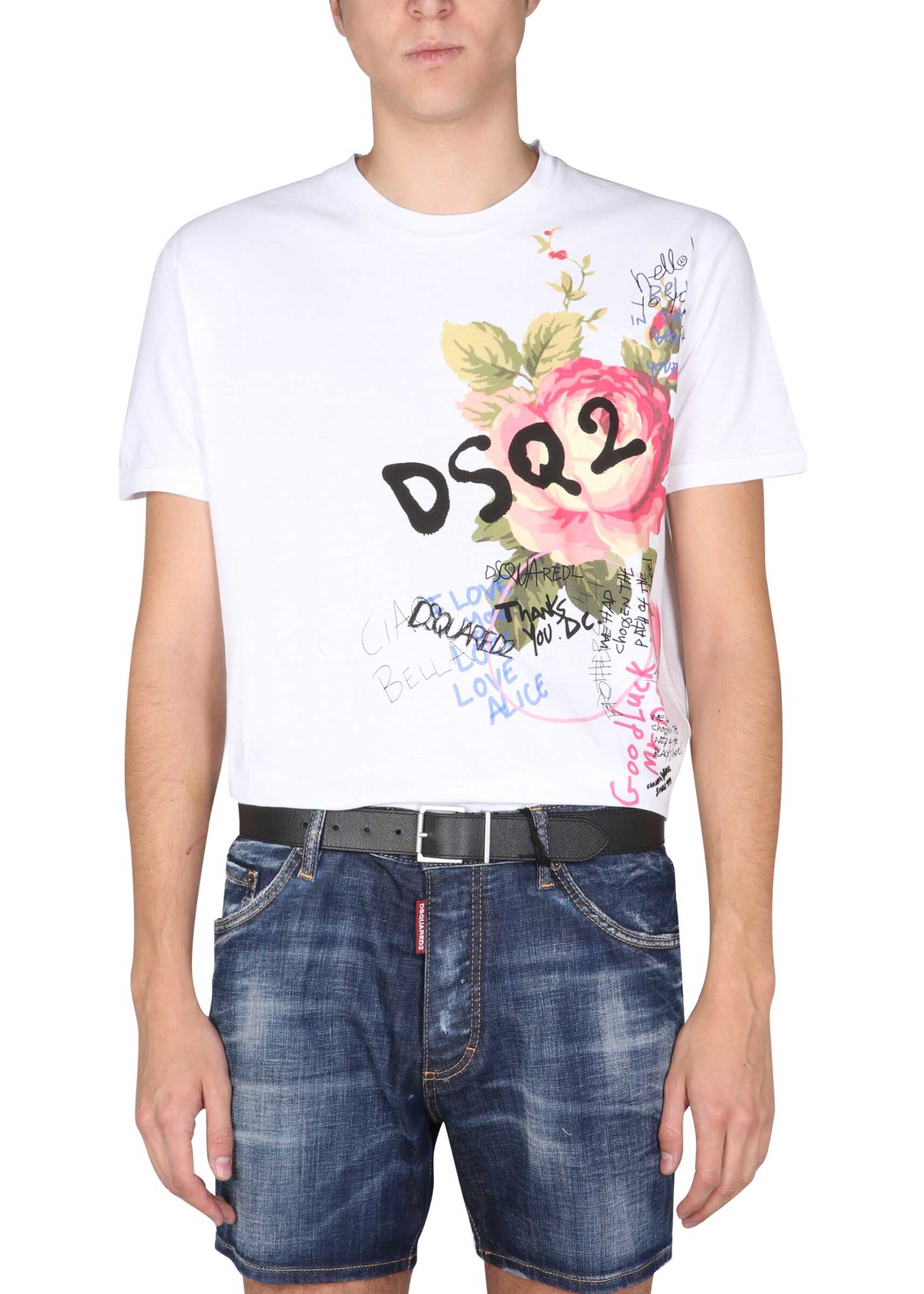 DSQUARED2 T-Shirt With Logo Print S74GD0970_S22507100 WHITE