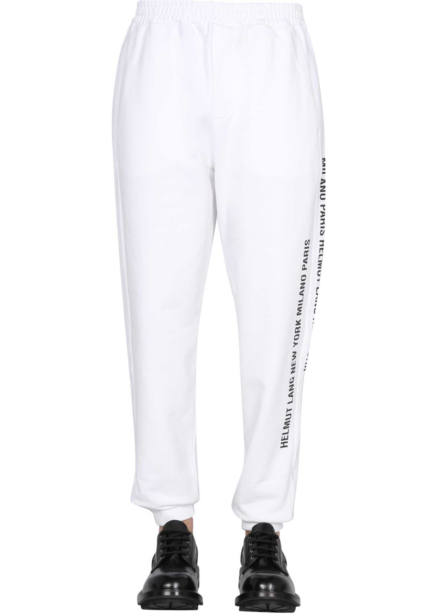 HELMUT LANG Jogging Pants With Logo Box WHITE