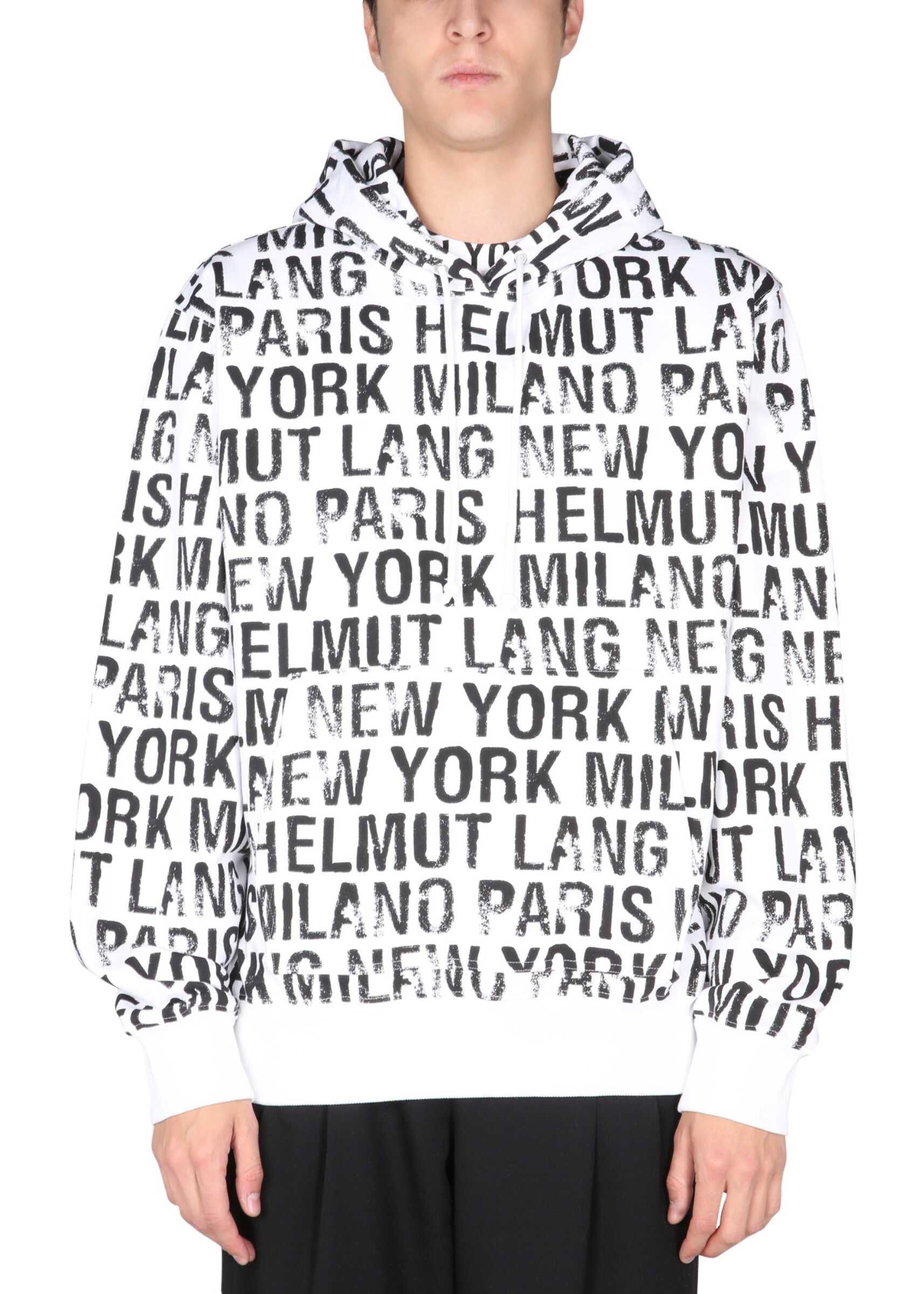 HELMUT LANG Sweatshirt With All Over Logo Print WHITE