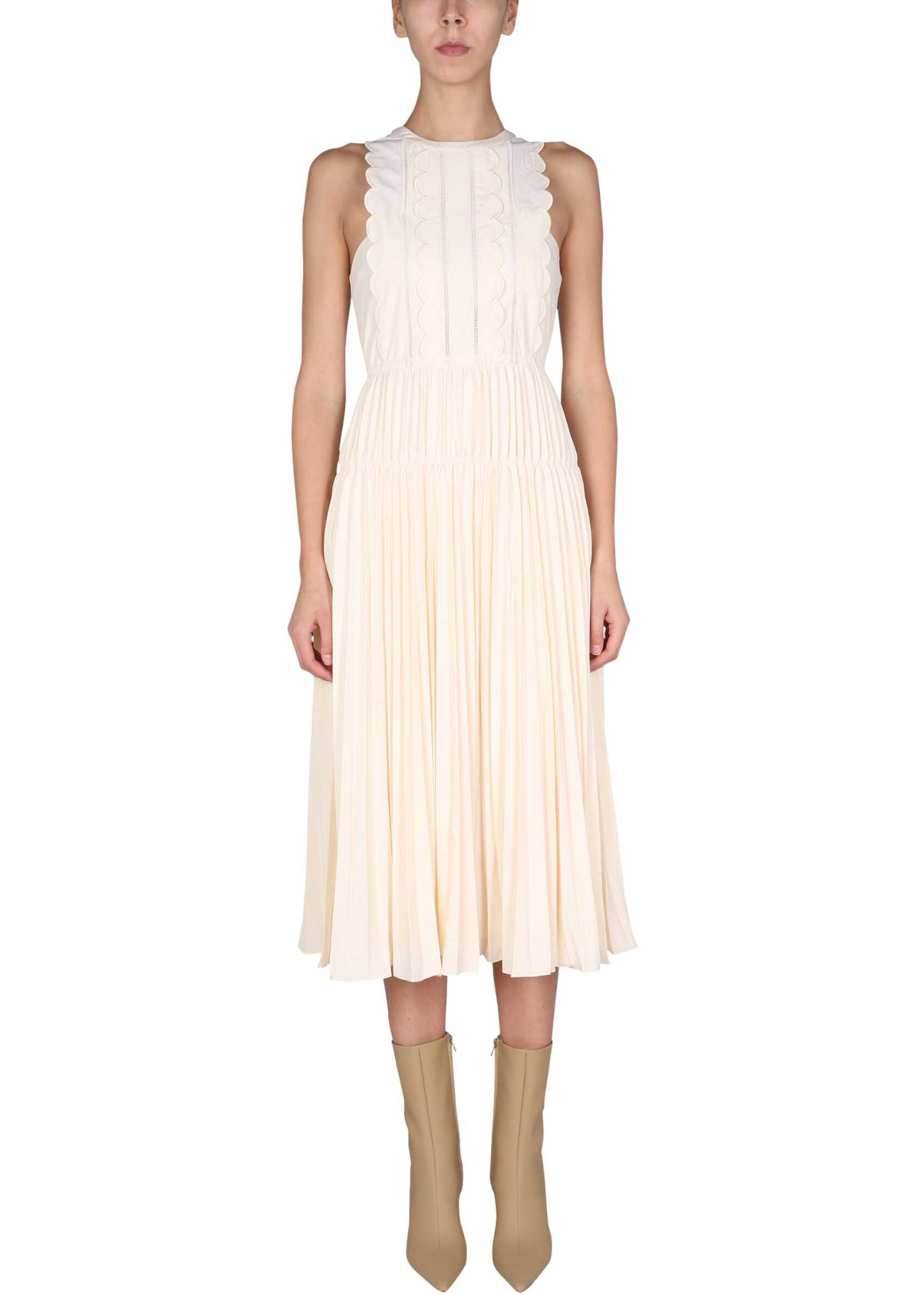 Self-Portrait Round Neck Dress RS22-016M_IVORY WHITE