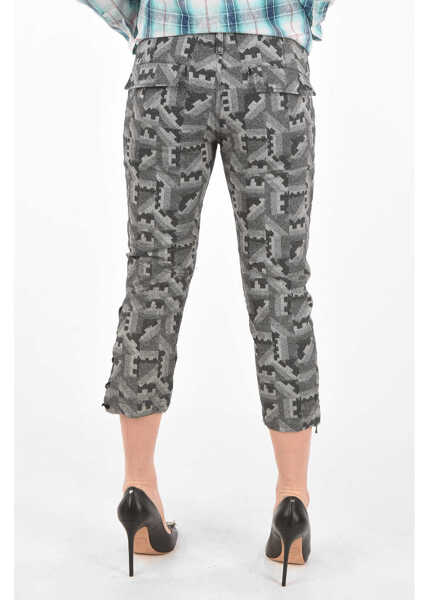 Pantaloni office Diesel Black Gold Mid-Rise Waist Pacquard Capri Pants Gray Femei (BM 8720076) 2