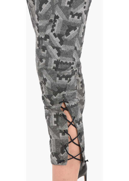 Pantaloni office Diesel Black Gold Mid-Rise Waist Pacquard Capri Pants Gray Femei (BM 8720076) 3