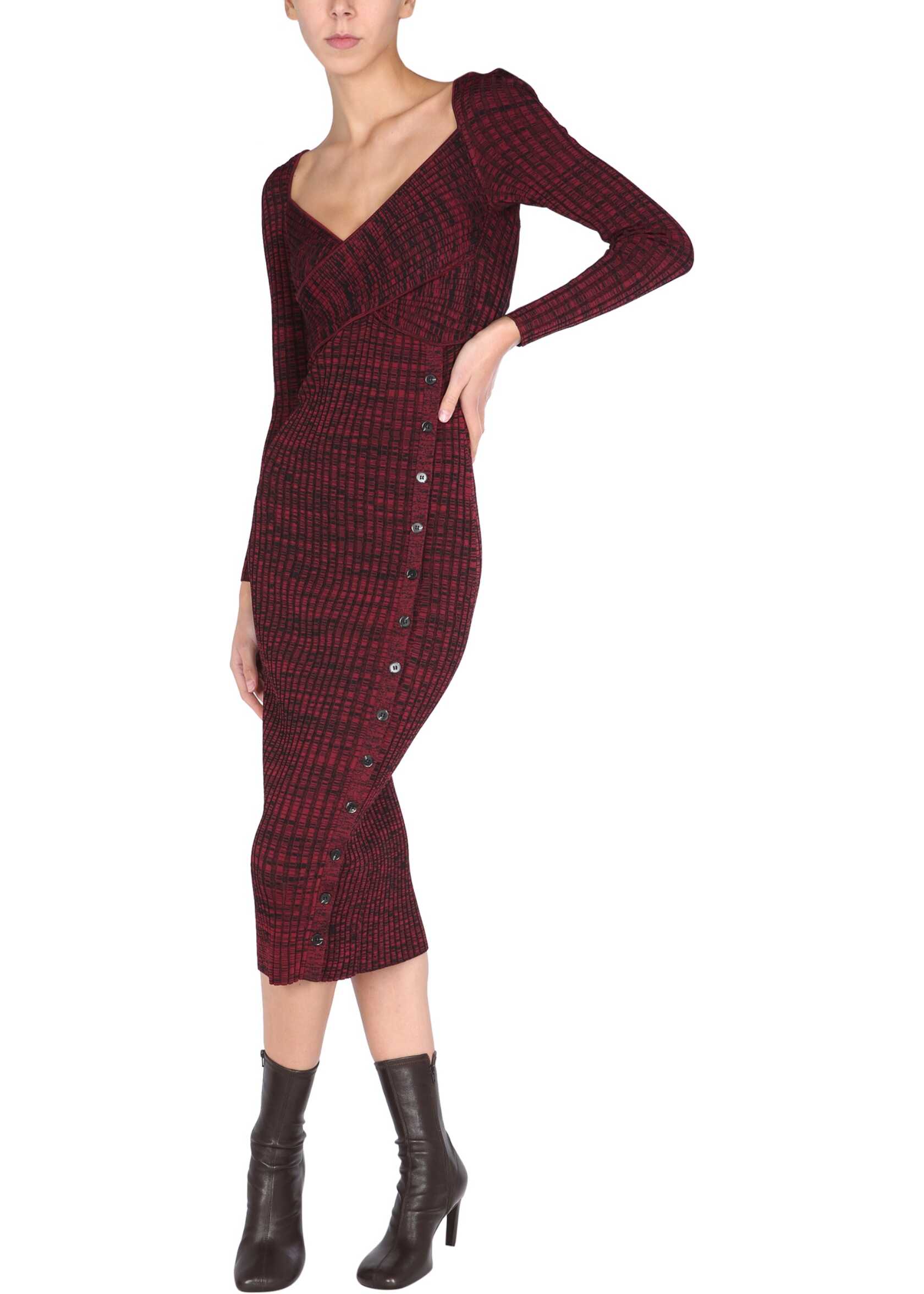 Self-Portrait Knitted Midi Dress SC21-014_REDBLACK MULTICOLOUR