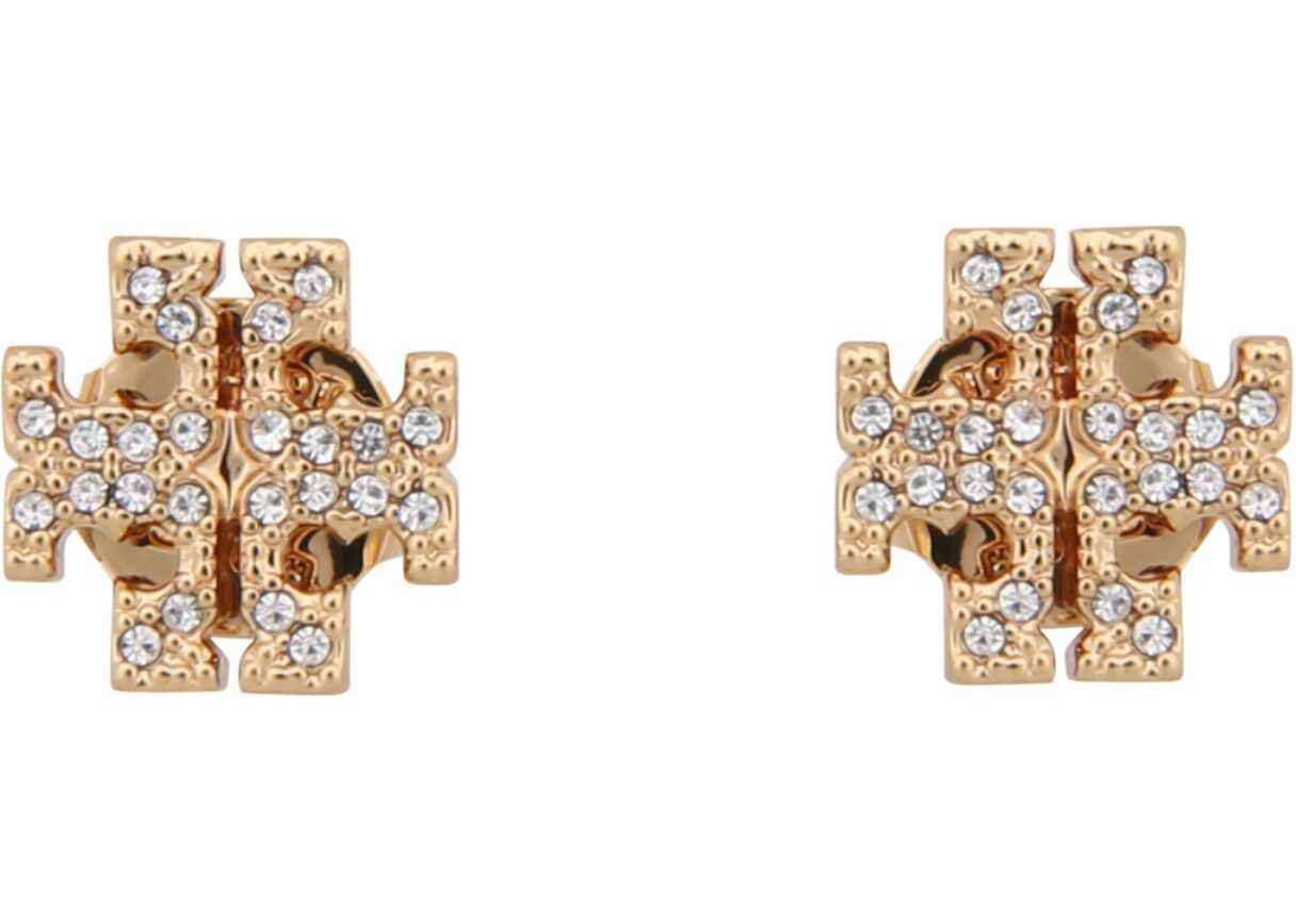 Tory Burch Crystal Logo Earrings GOLD