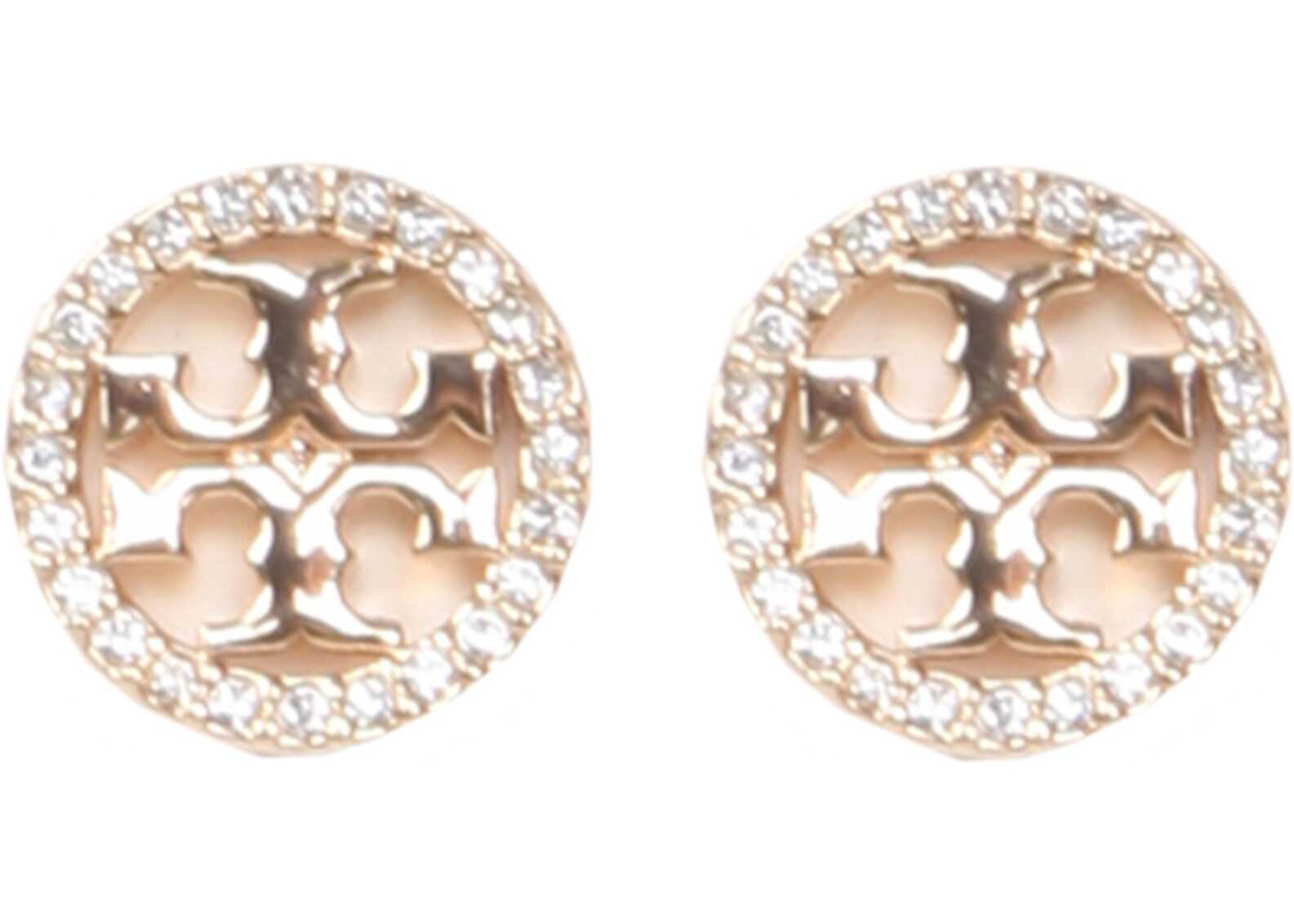 Tory Burch Circle-Stud Crystal Logo Earrings GOLD image8