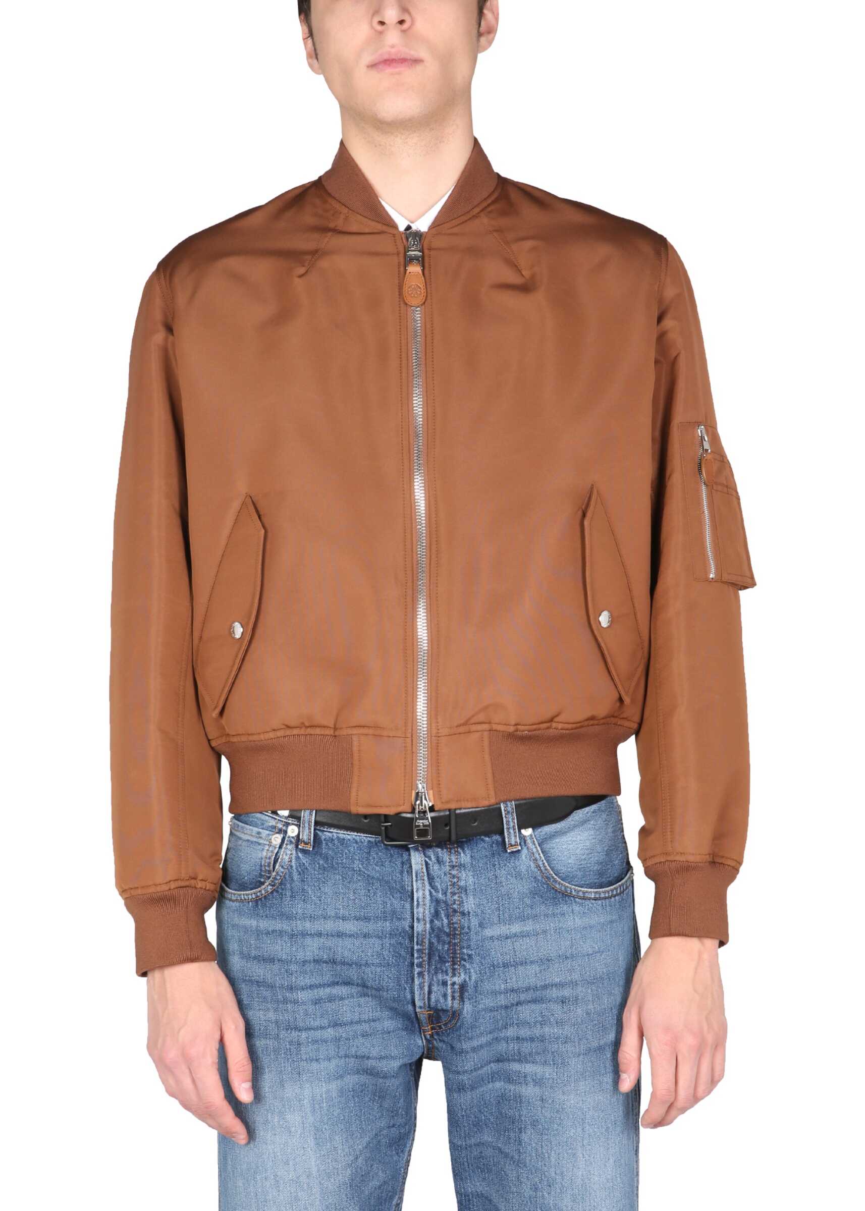 Alexander McQueen Bomber With Graffiti Logo Print BROWN