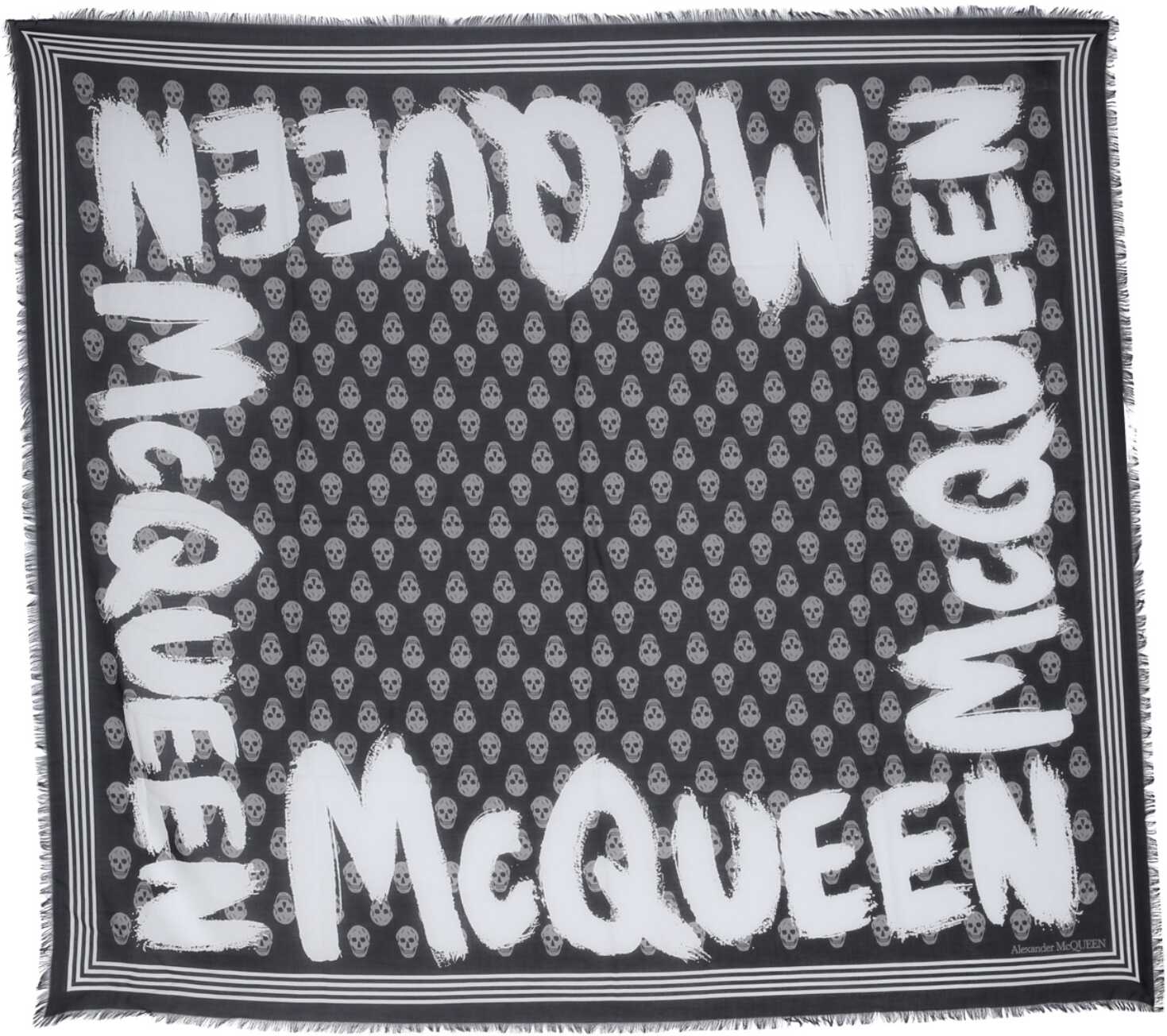 Alexander McQueen Graffiti Biker Scarf 681754_3418Q1078 BLACK