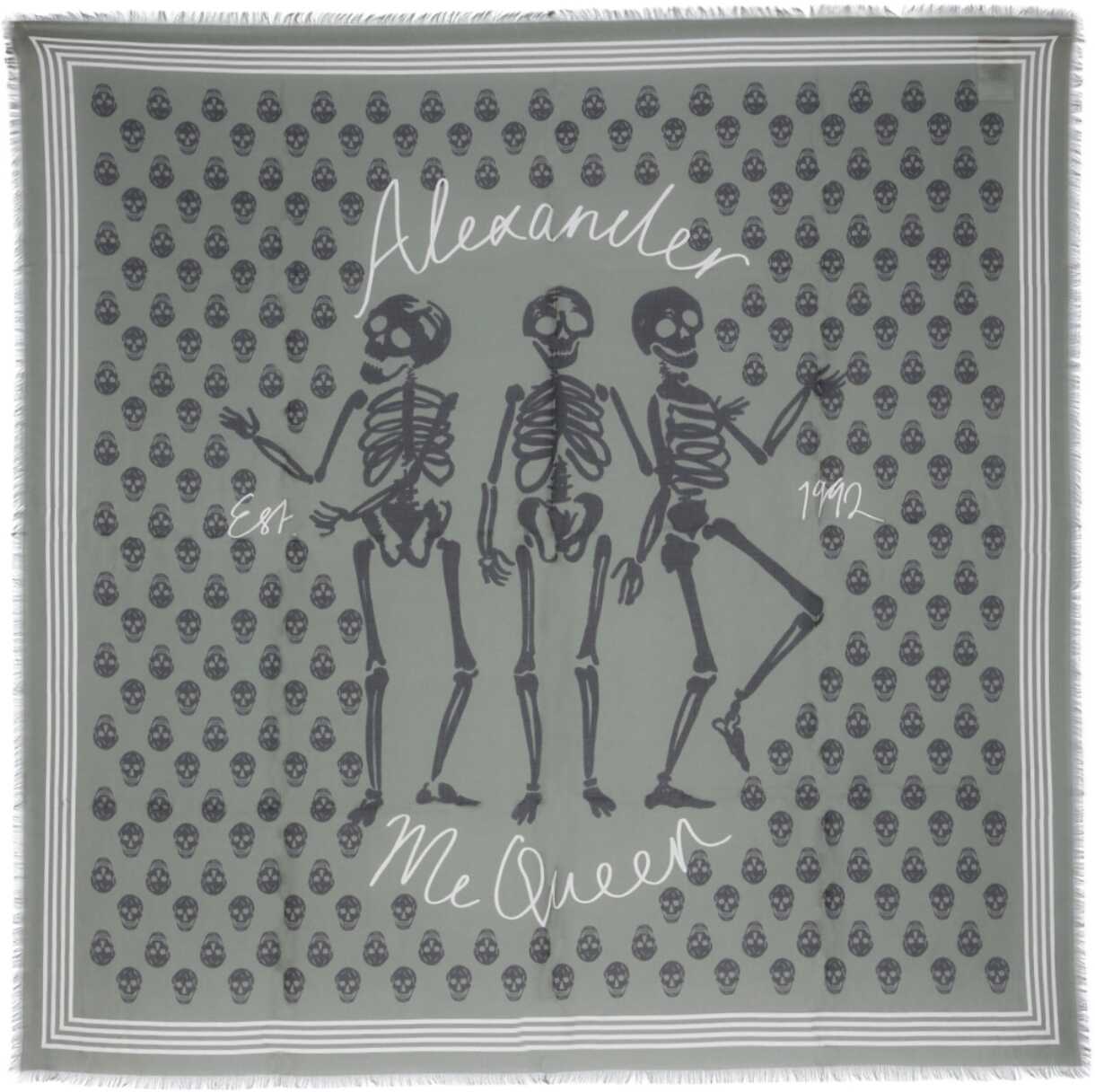 Alexander McQueen Skeleton Biker Scarf 682988_4418Q2960 BROWN