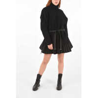 Rochii scurte Blackgold Knit Turtle-Neck Dinitpliss Dress With Belt Femei