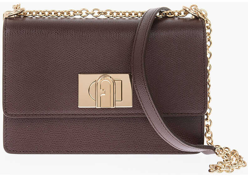 Furla Textured Leather Crossbody Bag Brown