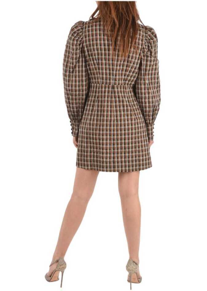 Rochii scurte Baum und Pferdgarten Gingham Check Aidine Raglan Sleeve Mini Dress Brown Femei (BM 8721885) 2