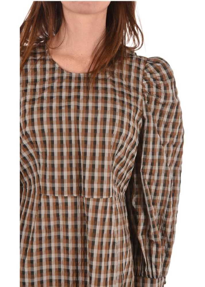Rochii scurte Baum und Pferdgarten Gingham Check Aidine Raglan Sleeve Mini Dress Brown Femei (BM 8721885) 3