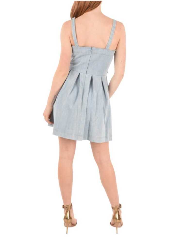 Rochii scurte Philipp Plein Couture Denim Pleated Detaills Its Fine Love Dress With Rhi Blue Femei (BM 8721990) 2