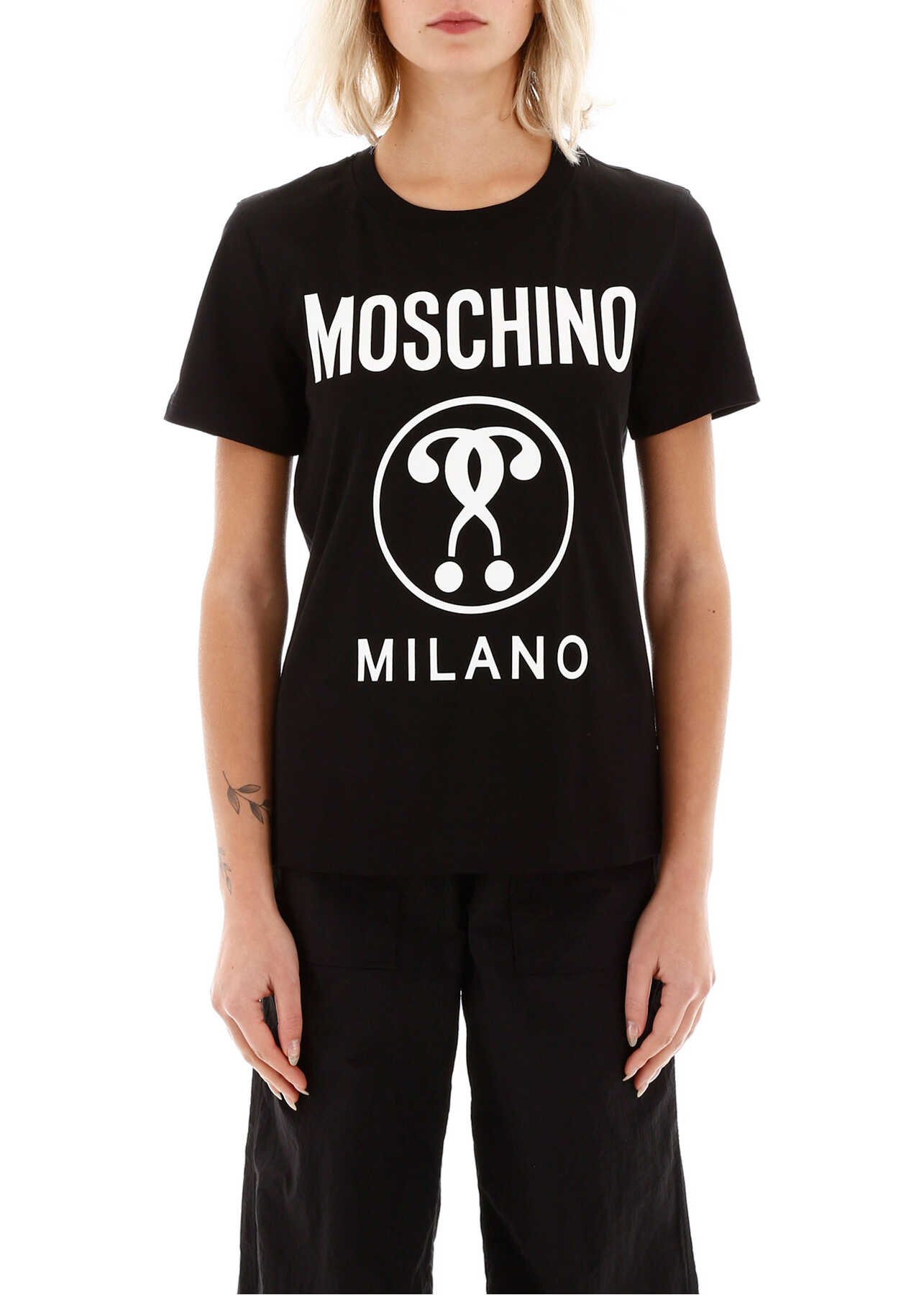 Moschino Double Question Mark T-Shirt A0718 0541 FANTASIA NERO