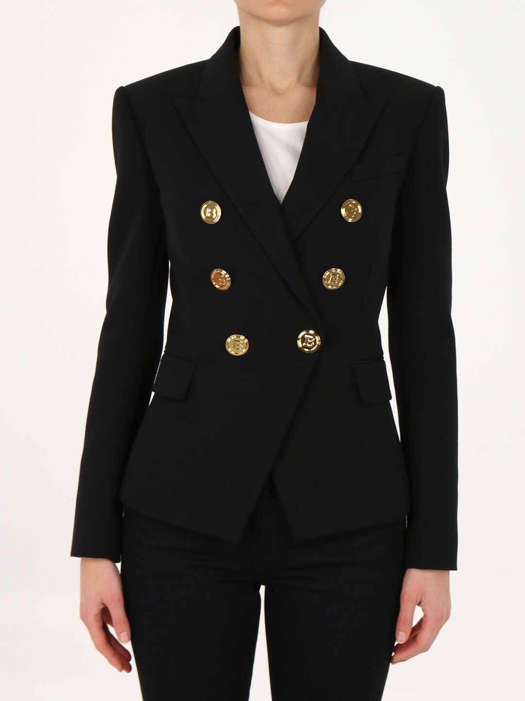 Balmain Double-Breasted Blazer XF1SG002WB05 Black