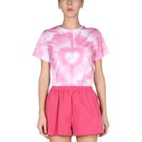 Tricouri Cotton Jersey T-Shirt With "Heart" Tie Dye Print Femei