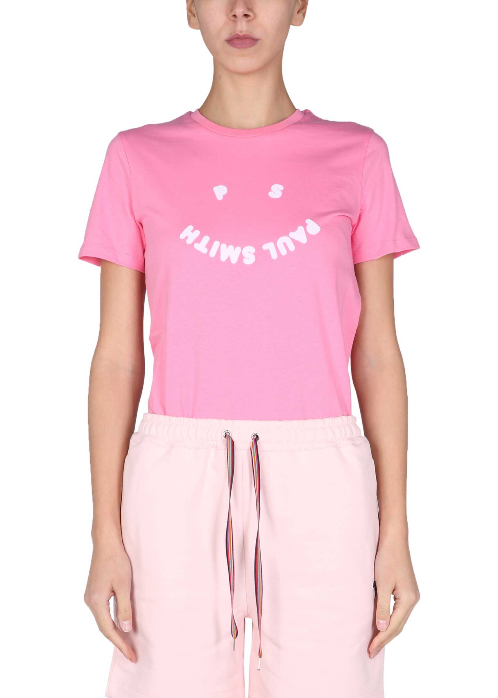 PS by Paul Smith "Happy" T-Shirt With Flocked Logo W2R/G799/FP2453_23 PINK
