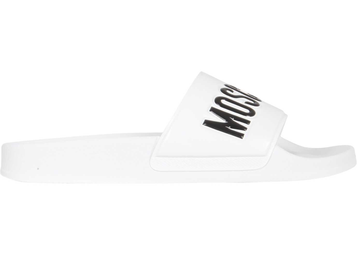 Moschino Slide Sandals With Logo MA28022G1E_M10100 WHITE image