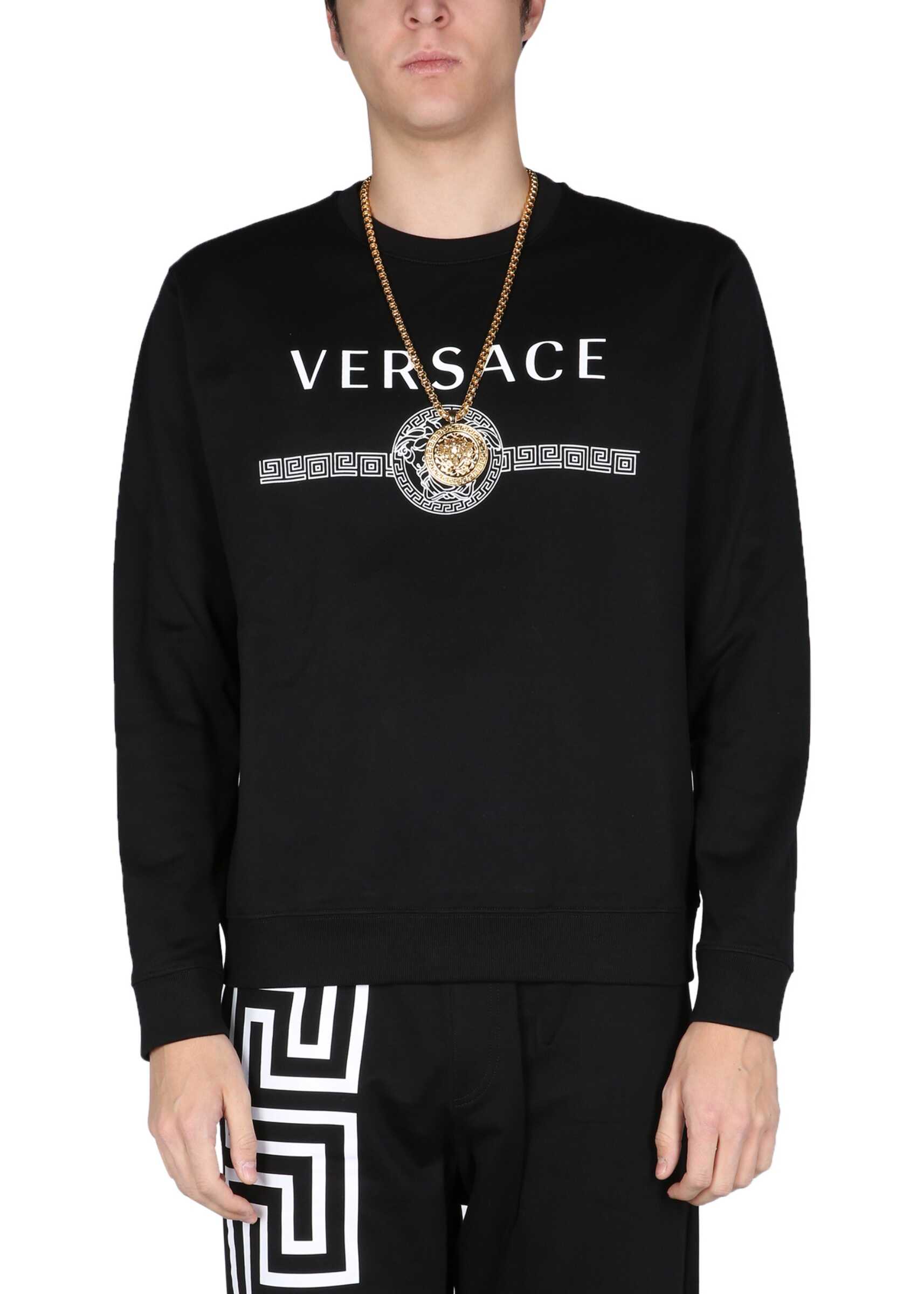 Versace Sweatshirt With Greek And Medusa Print A87574_A231242A1008 BLACK image0