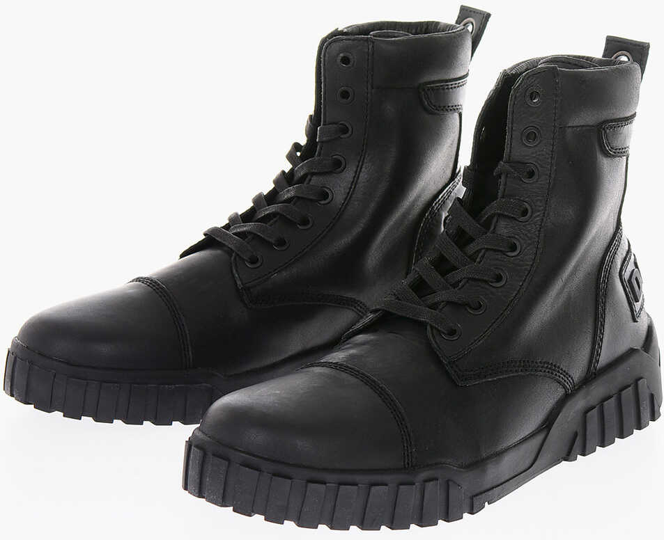 Diesel Leather H-Rua Am High Sneakers Black
