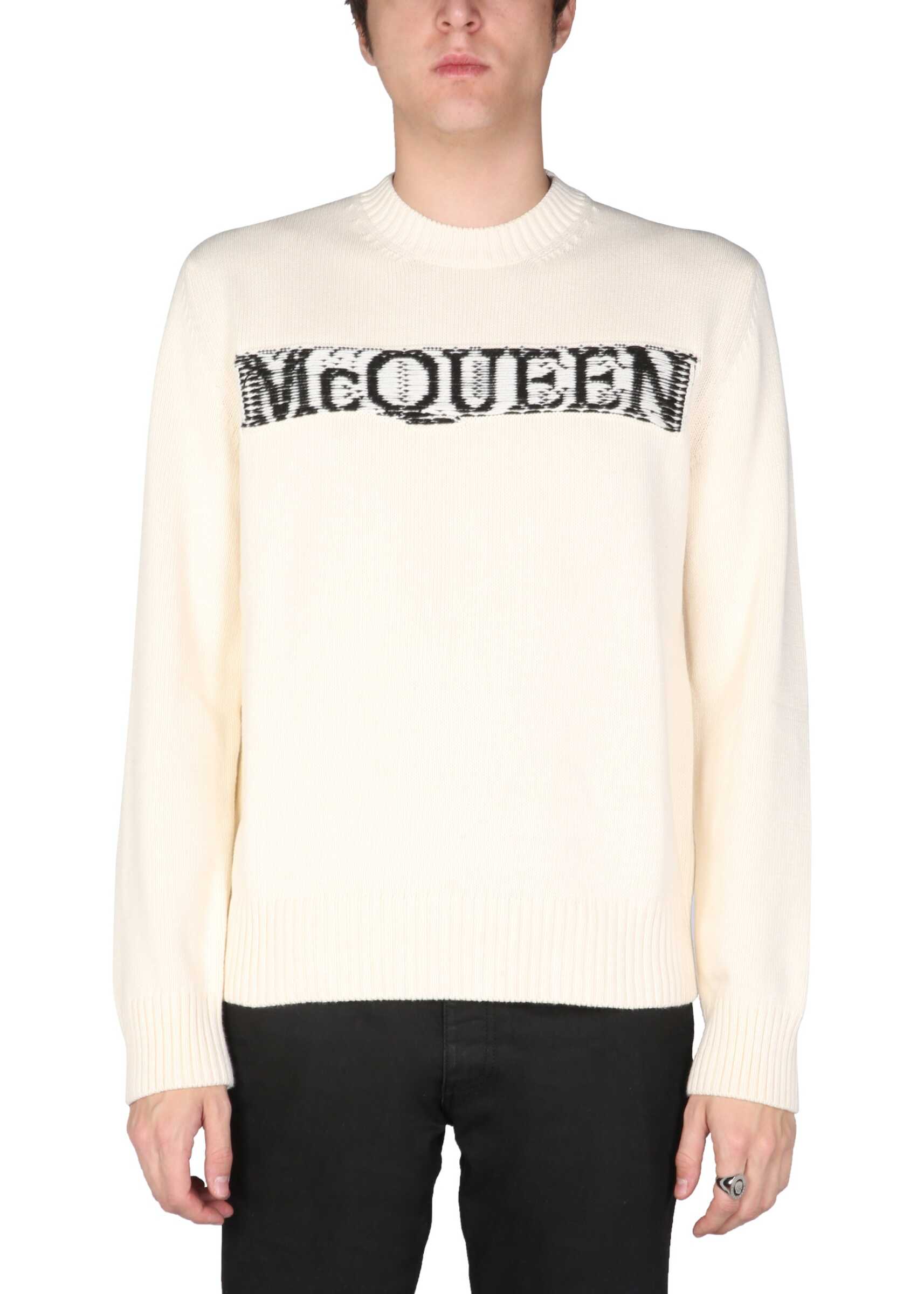 Alexander McQueen Sweater With Logo Inlay 689555_Q1GBL9213 WHITE image