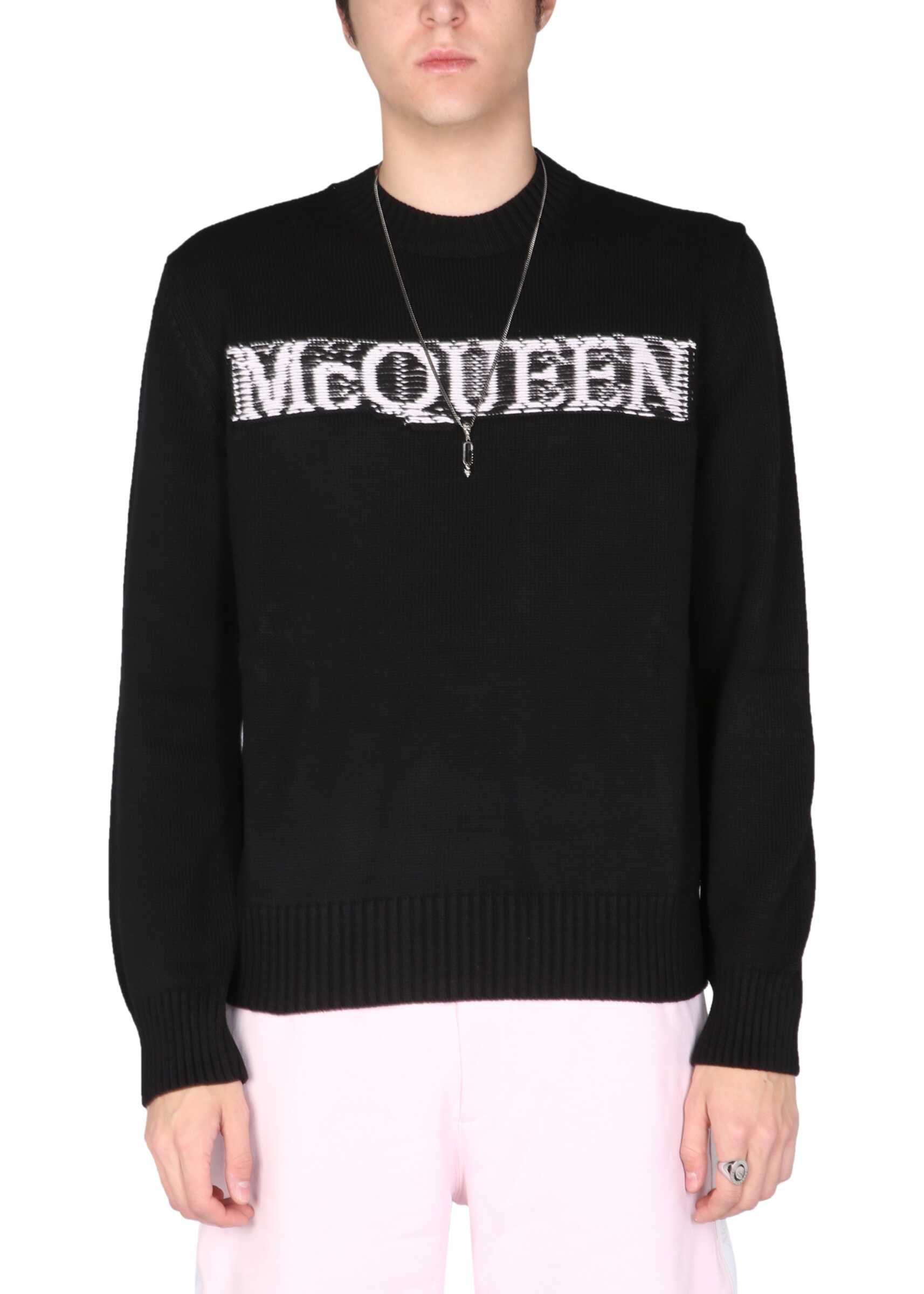 Alexander McQueen Sweater With Logo Inlay 689555_Q1GBL1046 BLACK image