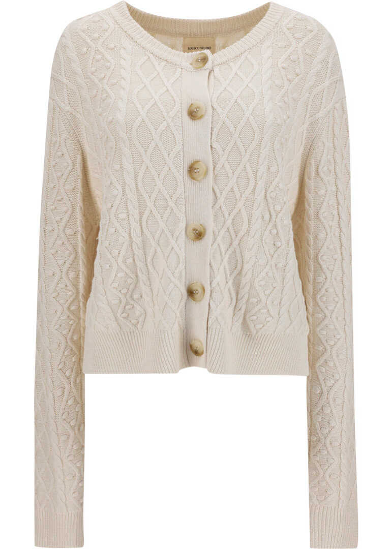 Loulou Studio Cable Knit Cardigan VILM IVORY