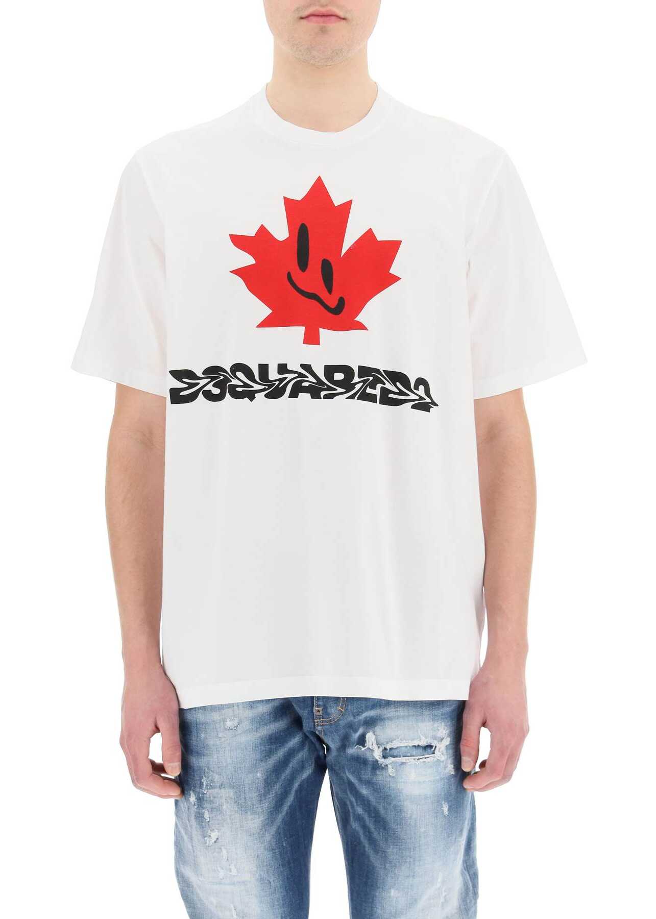 DSQUARED2 \'Smiling Leaf\' T-Shirt S74GD0928 S23009 WHITE
