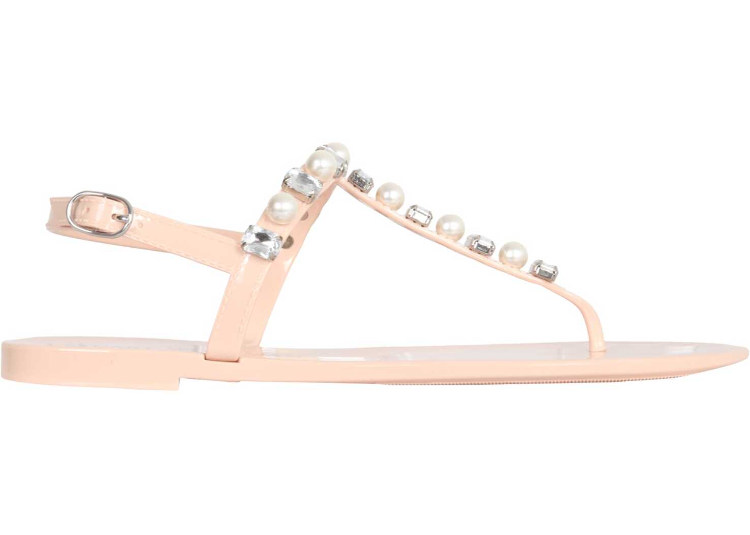 Stuart Weitzman Goldie Crystal Jelly Sandals POWDER