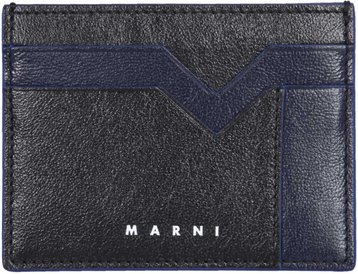 Marni Bicolor Leather Card Holder BLACK
