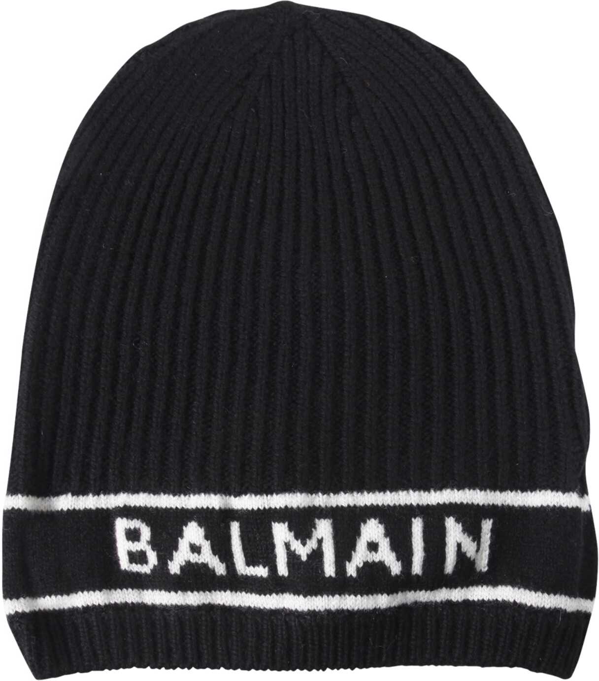 Balmain Hat With Lettering Logo XH1XC010_KB50EAB BLACK image