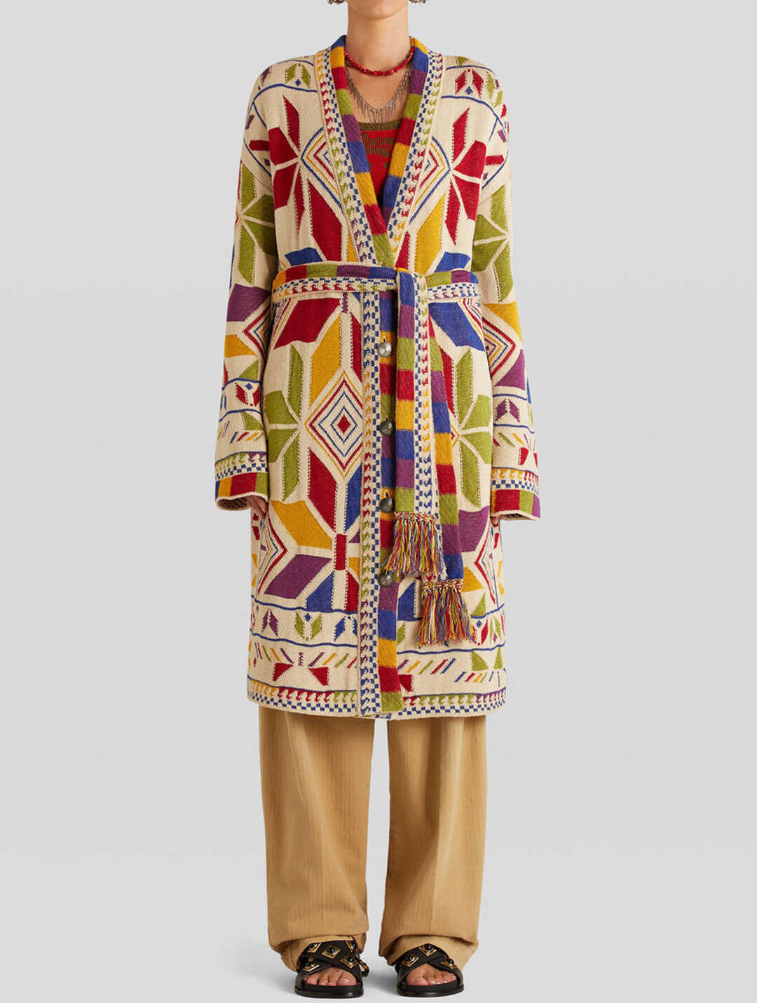 ETRO Jacquard Knit Coat 19674 9657 Multicolor