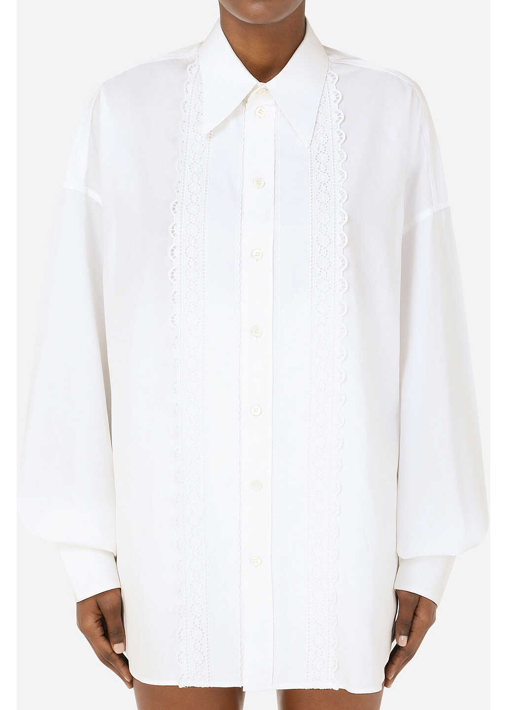 Dolce & Gabbana Broderie Anglaise Detailing Shirt White image0