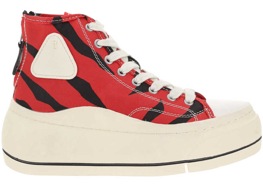R13 High Top Sneakers R13S5029 RED/BLACK ZEBRA PRINT