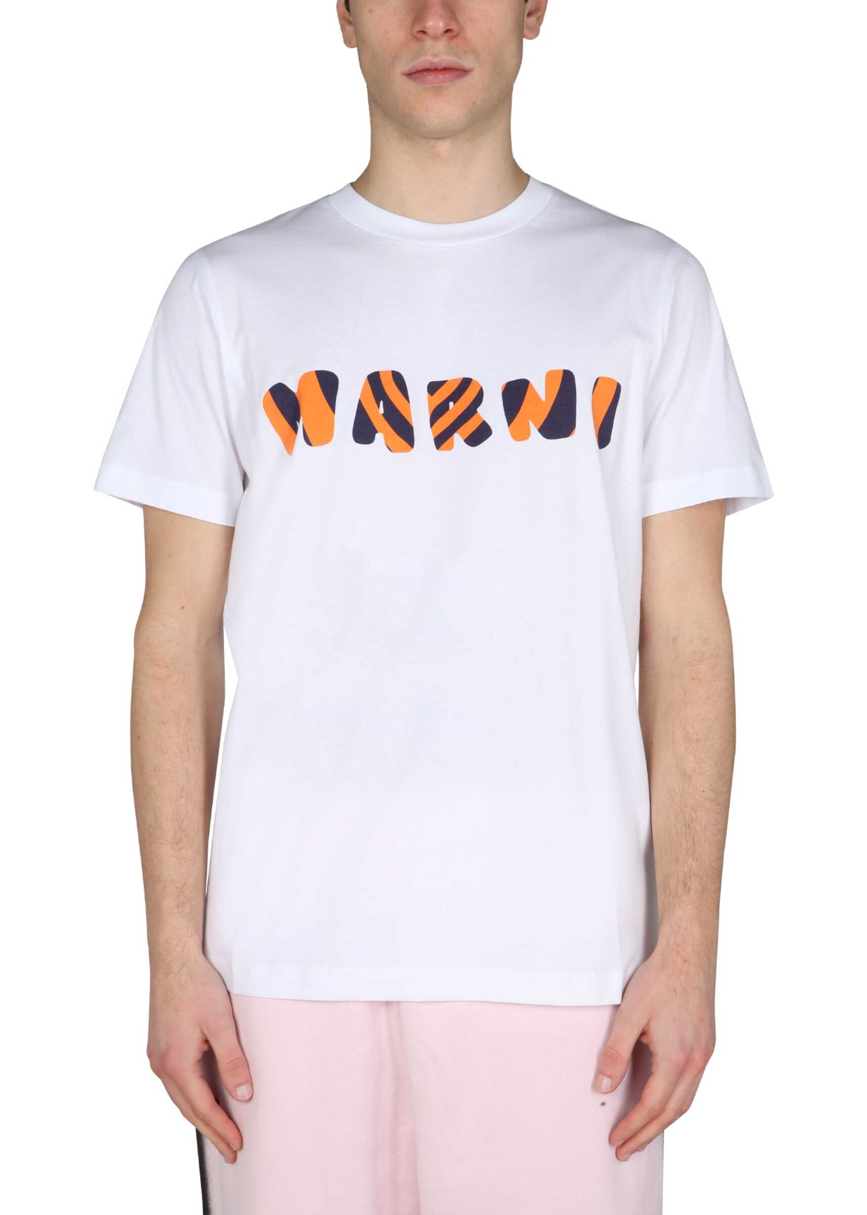 Marni T-Shirt With Logo Print HUMU0170P1_USCS78LOW01 WHITE