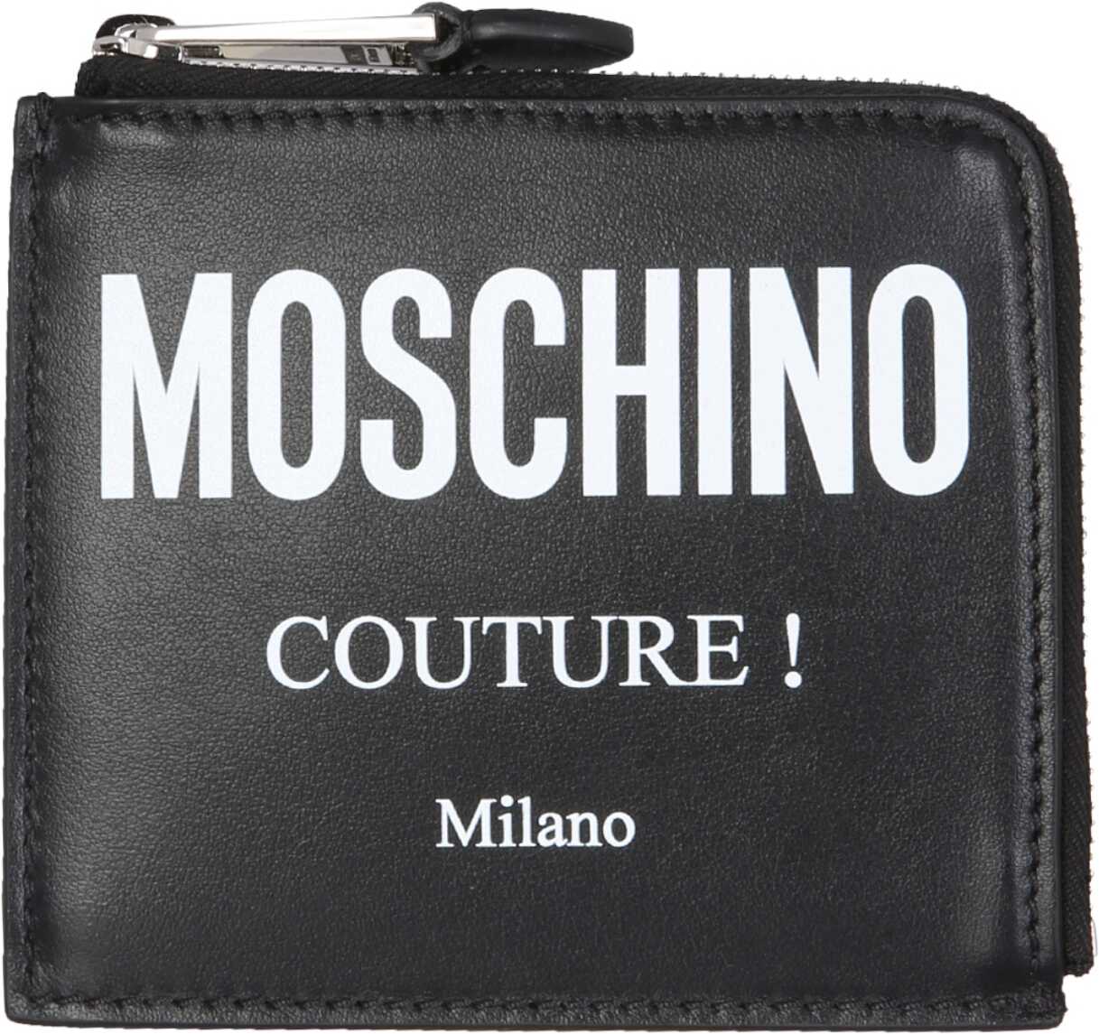 Moschino Square Wallet With Leather Logo BLACK