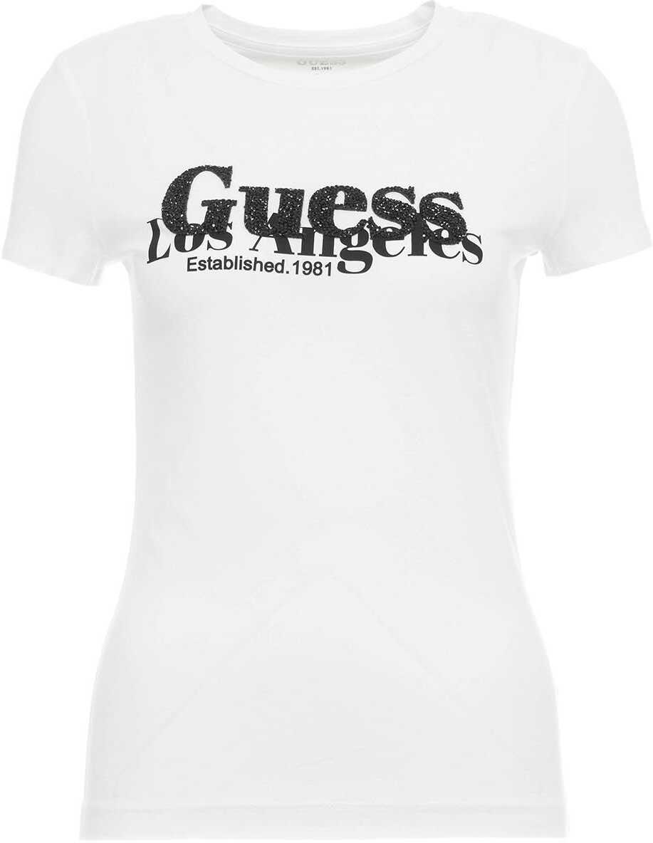 GUESS T-shirt with glitter logo White